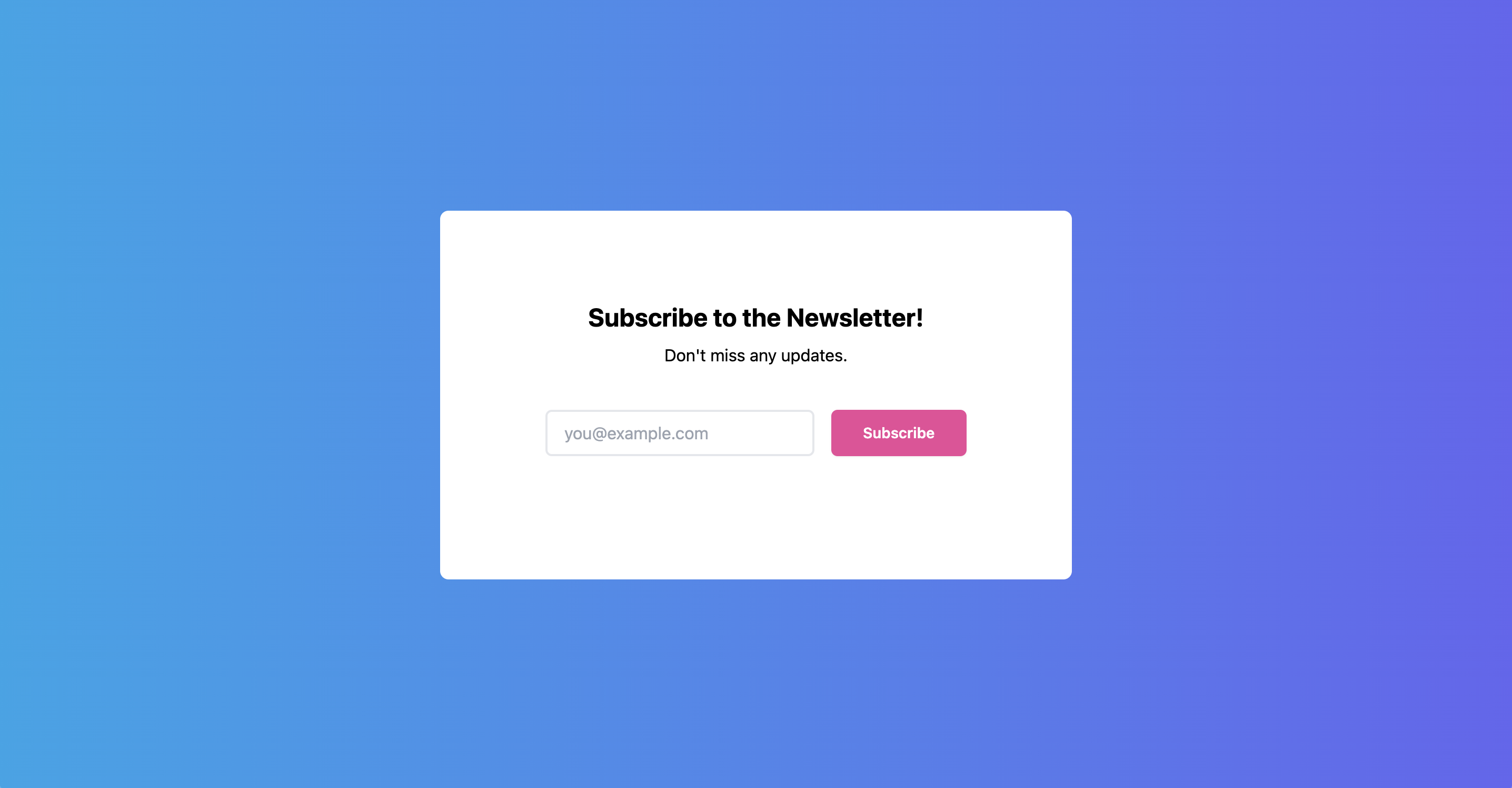 a Newsletter signup component on a gradient blue background